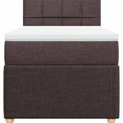 vidaXL Camas Y Accesorios-Cama box spring con colchón tela marrón oscuro 80x200 cm