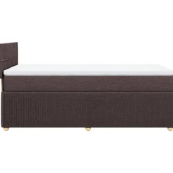 vidaXL Camas Y Accesorios-Cama box spring con colchón tela marrón oscuro 80x200 cm