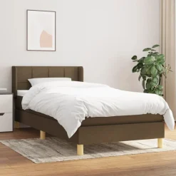 vidaXL Camas Y Accesorios-Cama box spring con colchón tela marrón oscuro 80x200 cm