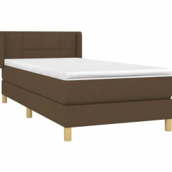 vidaXL Camas Y Accesorios-Cama box spring con colchón tela marrón oscuro 80x200 cm