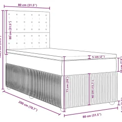 vidaXL Camas Y Accesorios-Cama box spring con colchón terciopelo 80x200 cm