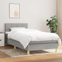 vidaXL Cama box spring con colchón tela 80x200 cm Gris claro Sale