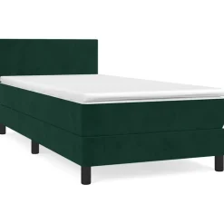 vidaXL Cama box spring con colchón terciopelo 80x200 cm Verde oscuro Outlet