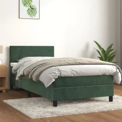 vidaXL Cama box spring con colchón terciopelo 80x200 cm Verde oscuro Outlet