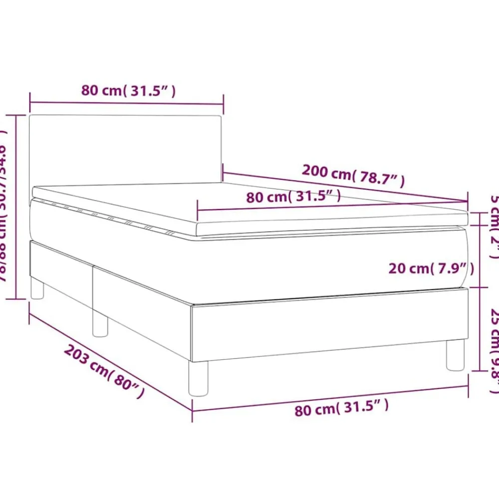 vidaXL Cama box spring con colchón terciopelo 80x200 cm Verde oscuro Outlet