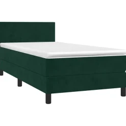 vidaXL Cama box spring con colchón terciopelo 80x200 cm Verde oscuro Outlet
