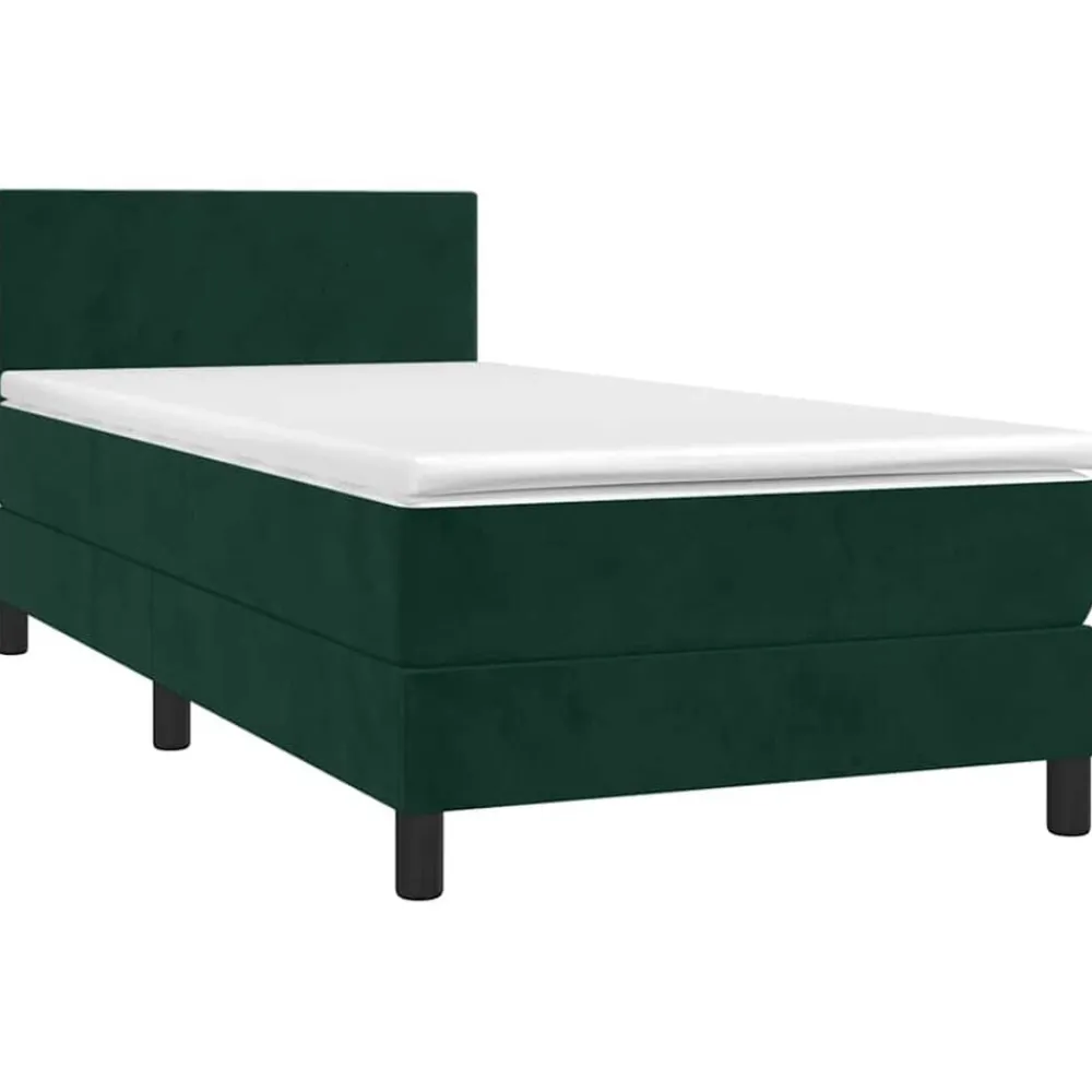 vidaXL Cama box spring con colchón terciopelo 80x200 cm Verde oscuro Outlet