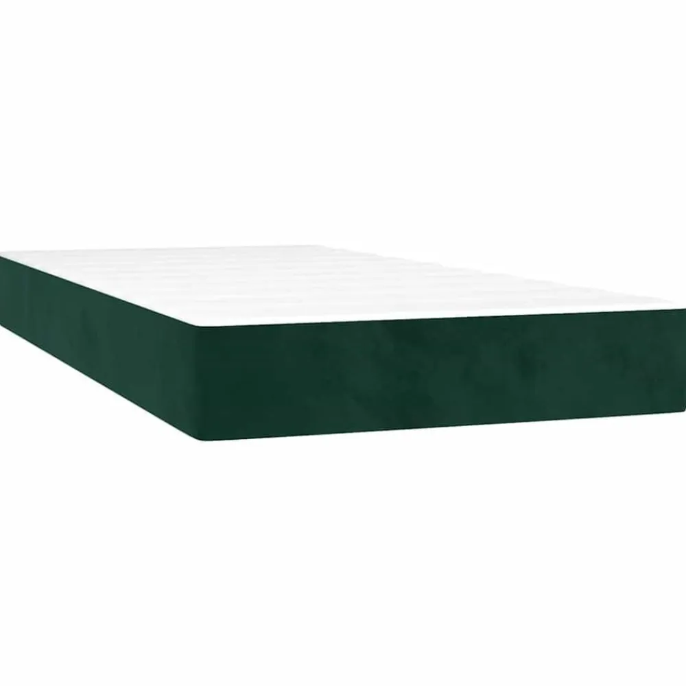 vidaXL Cama box spring con colchón terciopelo 80x200 cm Verde oscuro Outlet