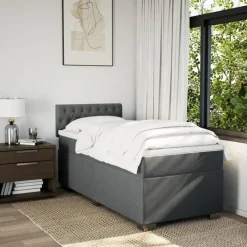 vidaXL Cama box spring con colchón tela 80x200 cm Gris oscuro Outlet