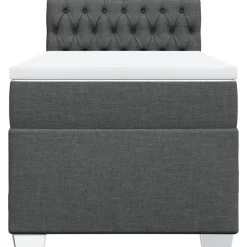 vidaXL Cama box spring con colchón tela 80x200 cm Gris oscuro Outlet