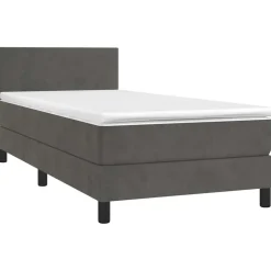 vidaXL Cama box spring colchón y LED terciopelo 80x200 cm Gris oscuro Best