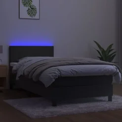 vidaXL Cama box spring colchón y LED terciopelo 80x200 cm Gris oscuro Best