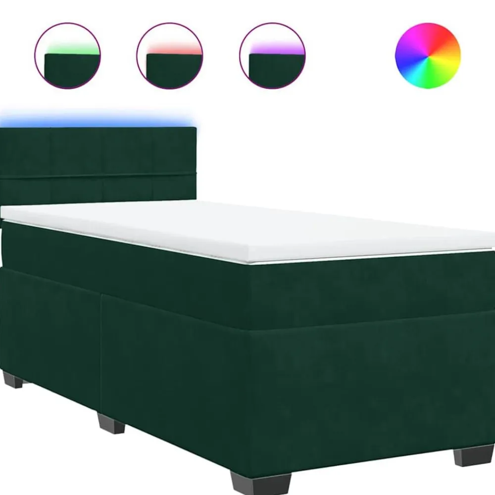 vidaXL Cama box spring con colchón terciopelo 80x200 cm Verde oscuro Sale