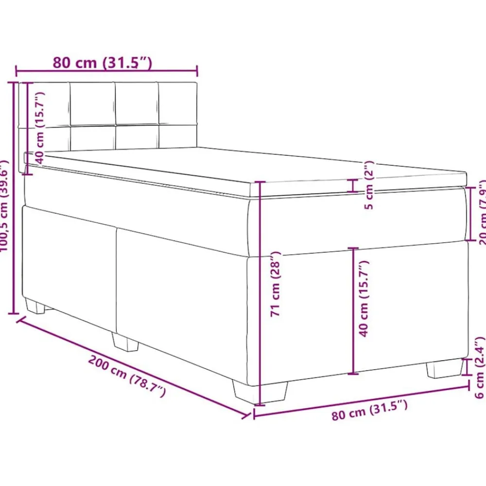 vidaXL Cama box spring con colchón terciopelo 80x200 cm Verde oscuro Sale