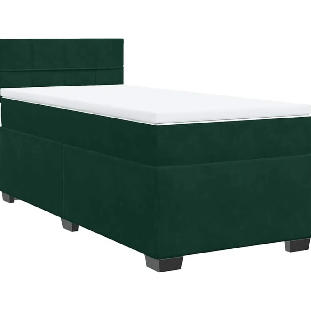 vidaXL Cama box spring con colchón terciopelo 80x200 cm Verde oscuro Sale