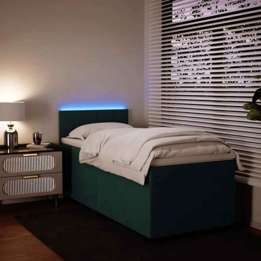 vidaXL Cama box spring con colchón terciopelo 80x200 cm Verde oscuro Sale