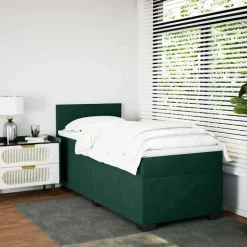 vidaXL Cama box spring con colchón terciopelo 80x200 cm Verde oscuro Sale