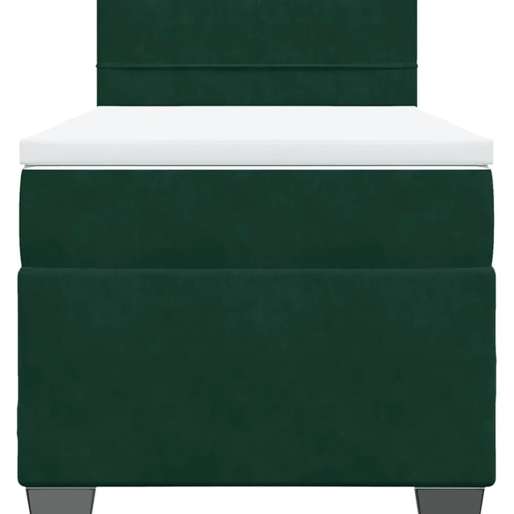 vidaXL Cama box spring con colchón terciopelo 80x200 cm Verde oscuro Sale