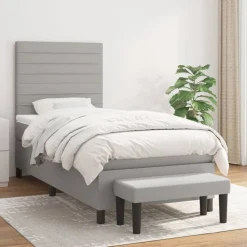 vidaXL Cama box spring con colchón tela 80x200 cm Gris claro Online