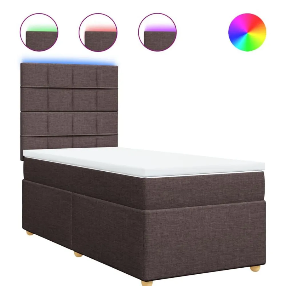 vidaXL Camas Y Accesorios-Cama box spring con colchón tela marrón oscuro 80x200 cm