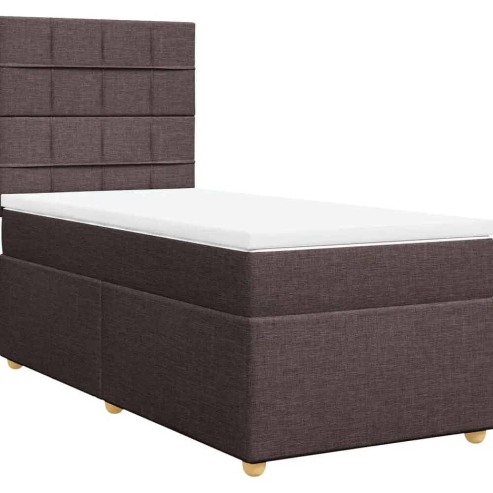 vidaXL Camas Y Accesorios-Cama box spring con colchón tela marrón oscuro 80x200 cm
