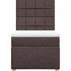 vidaXL Camas Y Accesorios-Cama box spring con colchón tela marrón oscuro 80x200 cm