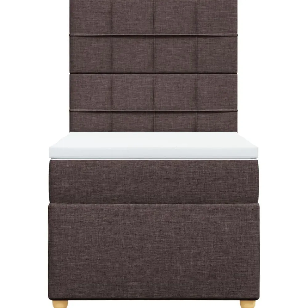 vidaXL Camas Y Accesorios-Cama box spring con colchón tela marrón oscuro 80x200 cm