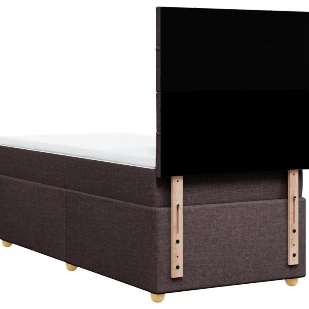 vidaXL Camas Y Accesorios-Cama box spring con colchón tela marrón oscuro 80x200 cm