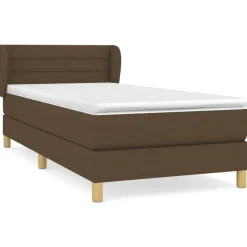vidaXL Camas Y Accesorios-Cama box spring con colchón tela marrón oscuro 80x200 cm