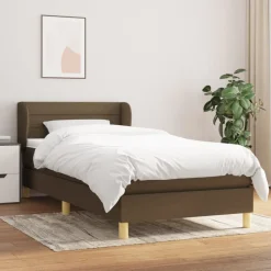 vidaXL Camas Y Accesorios-Cama box spring con colchón tela marrón oscuro 80x200 cm