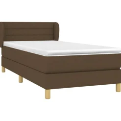 vidaXL Camas Y Accesorios-Cama box spring con colchón tela marrón oscuro 80x200 cm