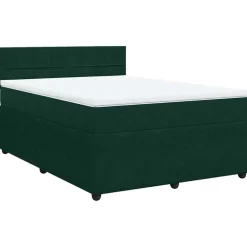 vidaXL Camas Y Accesorios-Cama box spring con colchón terciopelo verde oscuro 160x200 cm