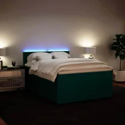 vidaXL Camas Y Accesorios-Cama box spring con colchón terciopelo verde oscuro 160x200 cm