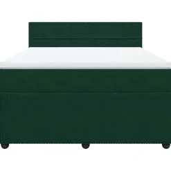 vidaXL Camas Y Accesorios-Cama box spring con colchón terciopelo verde oscuro 160x200 cm