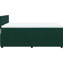 vidaXL Camas Y Accesorios-Cama box spring con colchón terciopelo verde oscuro 160x200 cm