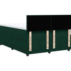 vidaXL Camas Y Accesorios-Cama box spring con colchón terciopelo verde oscuro 160x200 cm