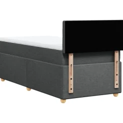 vidaXL Cama box spring individual con colchón tela Gris oscuro