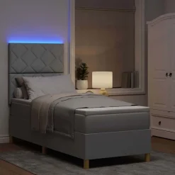 vidaXL Cama Box Spring LED con colchón 80 x 200 cm tela Gris claro New
