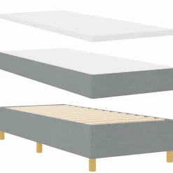 vidaXL Cama Box Spring LED con colchón 80 x 200 cm tela Gris claro New