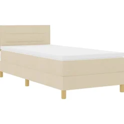vidaXL Cama Box Spring LED con tiras LED 80 x 200 cm tela Crema