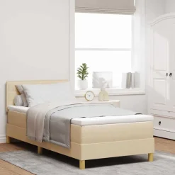 vidaXL Cama Box Spring LED con tiras LED 80 x 200 cm tela Crema