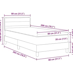 vidaXL Cama Box Spring LED con tiras LED 80 x 200 cm tela Crema