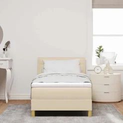vidaXL Cama Box Spring LED con tiras LED 80 x 200 cm tela Crema