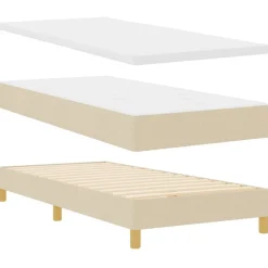 vidaXL Cama Box Spring LED con tiras LED 80 x 200 cm tela Crema