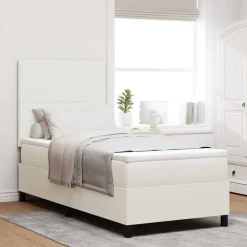 vidaXL Cama Box Spring LED y 80 x 200 cm Tela de Pana Crema New