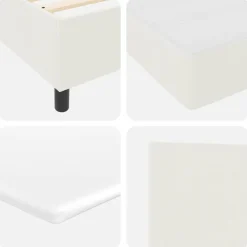 vidaXL Cama Box Spring LED y 80 x 200 cm Tela de Pana Crema New