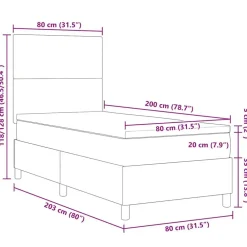 vidaXL Cama Box Spring LED y 80 x 200 cm Tela de Pana Crema New