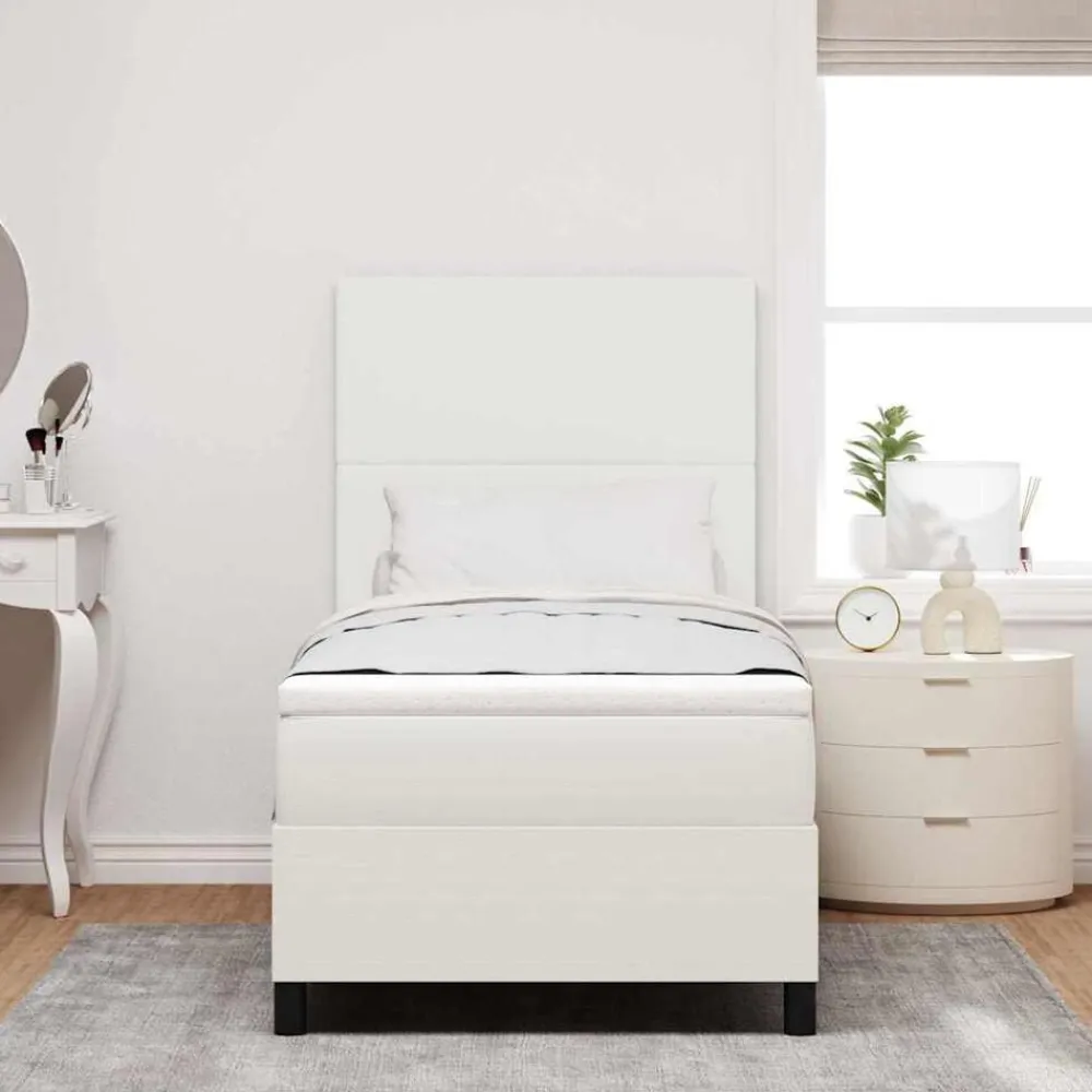 vidaXL Cama Box Spring LED y 80 x 200 cm Tela de Pana Crema New