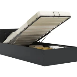 vidaXL Cama canapé hidráulica cuero sintético 90x200 cm Negro Best