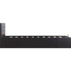 vidaXL Cama canapé hidráulica cuero sintético 90x200 cm Negro Best